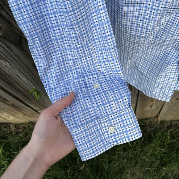 Polo Ralph Lauren Shirt Mens Large Classic Fit Gingham Plaid Blue Button Down - Picture 12 of 16